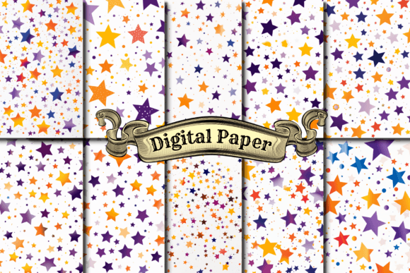 Download Confetti Stars Digital Paper Pack - Paper pack Collection