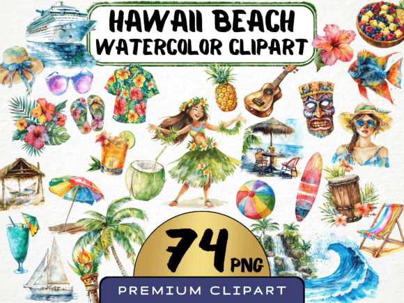 Download Hawaii Beach Watercolor Clipart - Clipart Collection