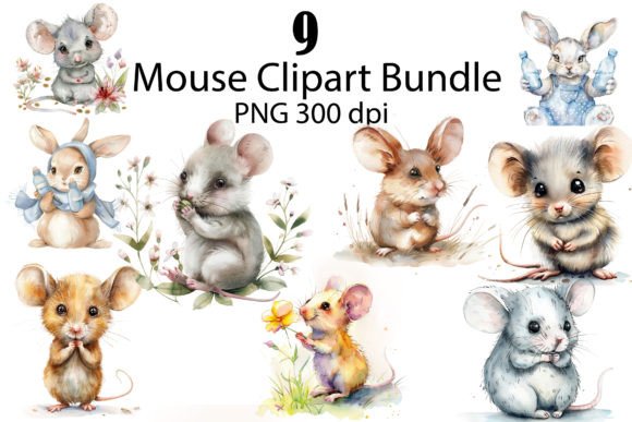 Download Watercolor Mouse PNG Clipart ,Cute Mice - Clipart Collection