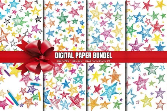Download Confetti Stars Digital Paper Pack - Paper pack Collection