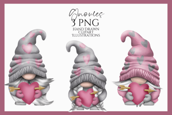 Download Pink Grey Valentines Gnome Clipart PNG - Clipart Collection