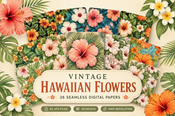 Download Vintage Hawaiian Flowers Paper Pack - Paper pack Collection