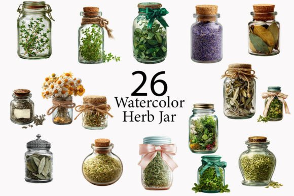 Download Herb Jar Watercolor Clipart  - Clipart Collection