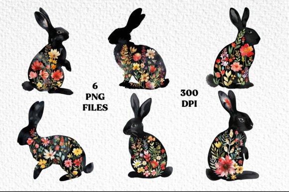 Download 6 Easter Bunnies Watercolor PNG Cliparts - Clipart Collection