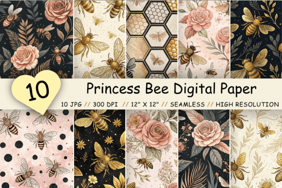 Download Princess Bee Digital Paper Pack, Floral - Premium Resources