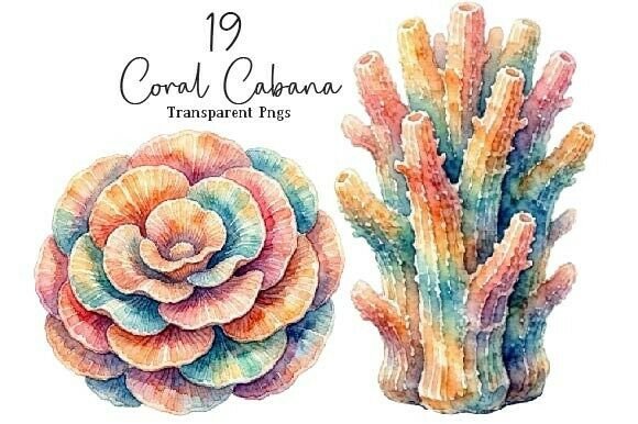 Download Coral Cabana Watercolor Clipart Set - Clipart Collection