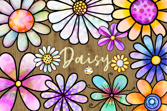 Download Daisy Flowers Watercolor Ink Doodle Art - Daisy Collection