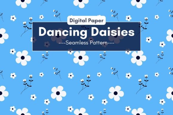 Download Daisy Flowers on Blue Paper Pattern - Daisy Collection