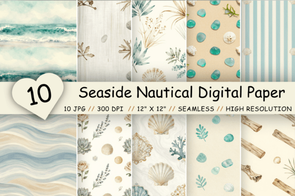 Download Seaside Nautical Digital Paper Pack - Paper pack Collection