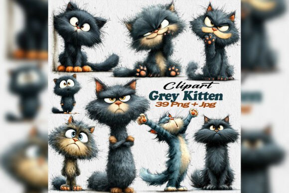 Download Grey Kitten PNG Clipart Cat Emotions - Clipart Collection