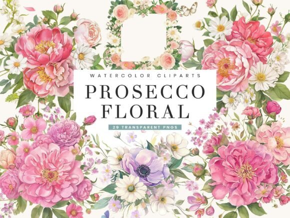 Download Petals &amp; Prosecco Floral Clipart Bundle - Clipart Collection