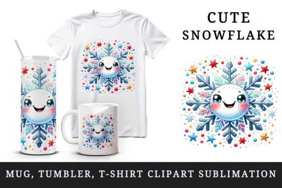 Download Cute Snowflake Tumbler Mug Wrap Clipart - Clipart Collection