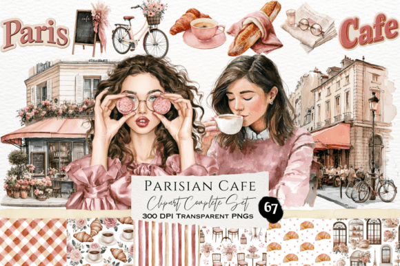 Download Parisian Cafe Watercolor Clipart Set - Clipart Collection