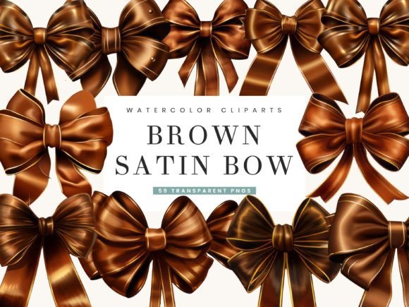 Download Watercolor Brown Satin Bow Clipart - Clipart Collection