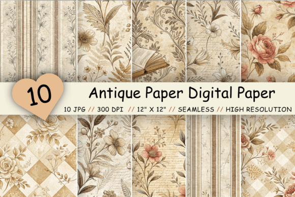 Download Antique Paper Digital Paper Pack - Paper pack Collection