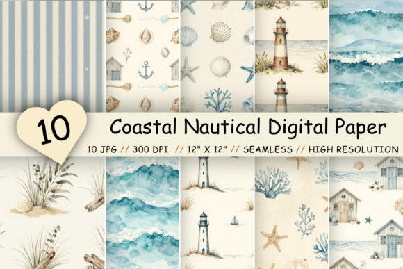 Download Coastal Nautical Digital Paper Pack - Paper pack Collection