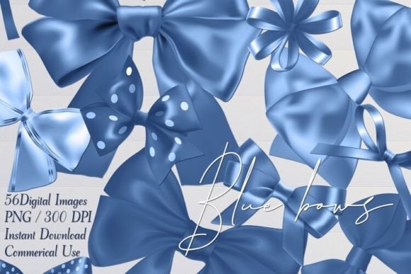 Download Blue Satin Ribbons Bows Cliparts PNG - Clipart Collection