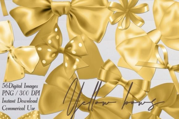 Download Yellow Satin Ribbon Bows Cliparts PNG - Clipart Collection