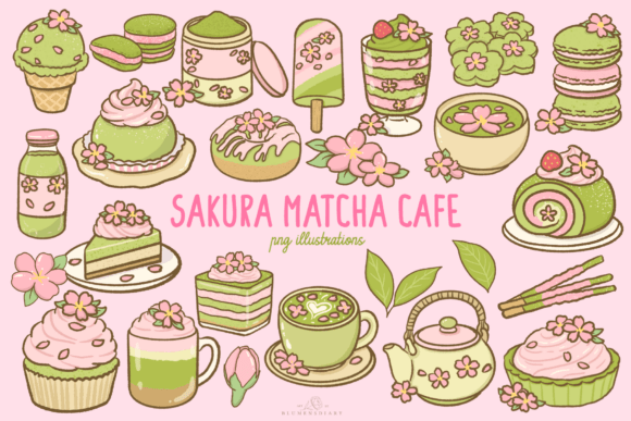 Download Kawaii Sakura Matcha Cafe Clipart - Clipart Collection