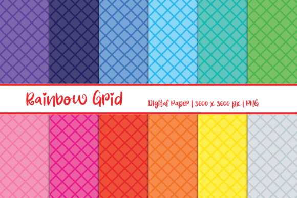 Download Rainbow Grid Digital Paper - Rainbow grid Collection